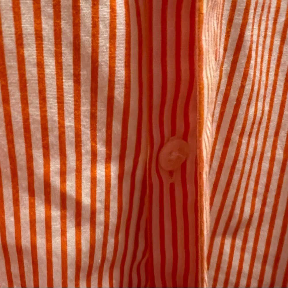 RALPH LAUREN Striped Cotton Ruffle Bib Blouse Orange White Button Small - Picture 5 of 5